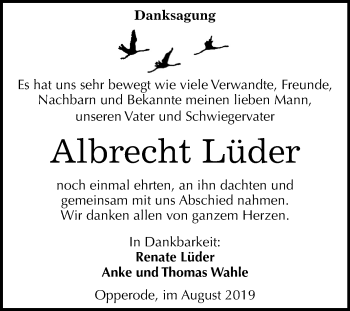 Traueranzeige von Albrecht Lüder von Mitteldeutsche Zeitung Quedlinburg