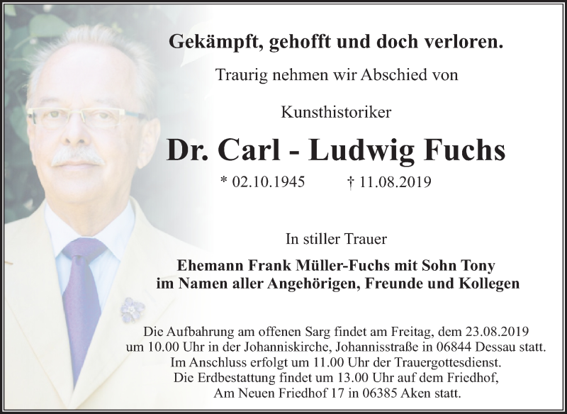 Dr Carl Ludwig Fuchs Todesursache