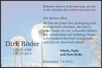 Traueranzeige von Dirk Röder von Super Sonntag Dessau-Roßlau