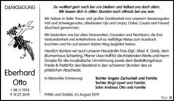 Traueranzeige von Eberhard Otto von Wochenspiegel Weißenfels