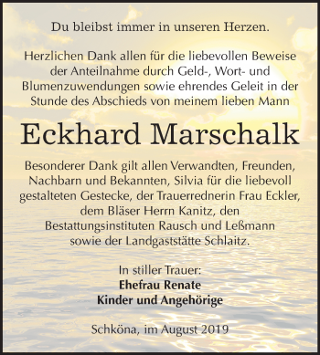 Traueranzeige von Eckhard Marschalk von Mitteldeutsche Zeitung Wittenberg