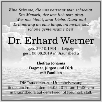 Traueranzeige von Erhard Werner von Mitteldeutsche Zeitung Merseburg/Querfurt