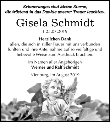 Traueranzeige von Gisela Schmidt von Super Sonntag Bernburg