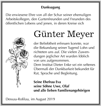 Traueranzeige von Günter Meyer von Super Sonntag Dessau-Roßlau