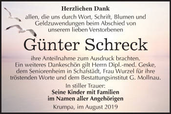 Traueranzeige von Günter Schreck von Mitteldeutsche Zeitung Merseburg/Querfurt
