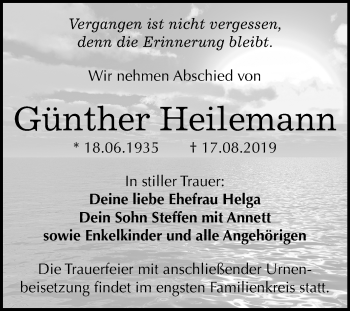 Traueranzeige von Günther Heilemann von Mitteldeutsche Zeitung Bitterfeld
