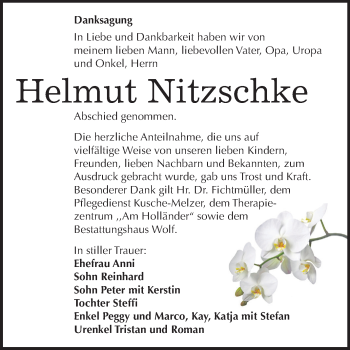 Traueranzeige von Helmut Nitzschke von Mitteldeutsche Zeitung Weißenfels