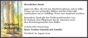 Traueranzeige von Herbert Schadly von Super Sonntag Aschersleben