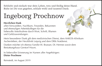 Traueranzeige von Ingeborg Prochnow von Super Sonntag Quedlinburg