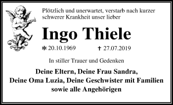 Traueranzeige von Ingo Thiele von Super Sonntag Dessau-Roßlau