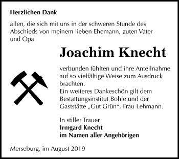 Traueranzeige von Joachim Knecht von Mitteldeutsche Zeitung Merseburg/Querfurt