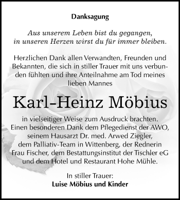 Traueranzeige von Karl-Heinz Möbius von Mitteldeutsche Zeitung Wittenberg