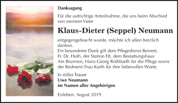 Traueranzeige von Klaus-Dieter Neumann von Super Sonntag Mansfelder Land