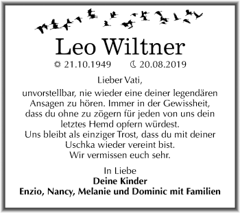 Traueranzeige von Leo Wiltner von Mitteldeutsche Zeitung Dessau-Roßlau