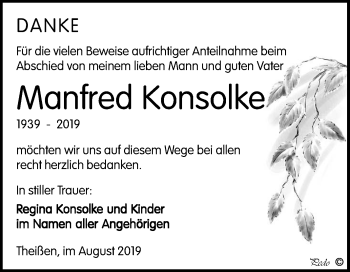 Traueranzeige von Manfred Konsolke von Mitteldeutsche Zeitung Zeitz
