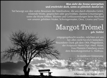 Traueranzeige von Margot Trömel von Super Sonntag Merseburg/Querfurt