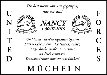 Traueranzeige von Nancy  von Wochenspiegel Merseburg/Querfurt
