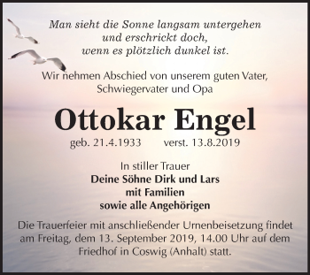 Traueranzeige von Ottokar Engel von Mitteldeutsche Zeitung Wittenberg
