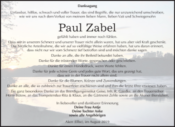 Traueranzeige von Paul Zabel von Mitteldeutsche Zeitung Köthen