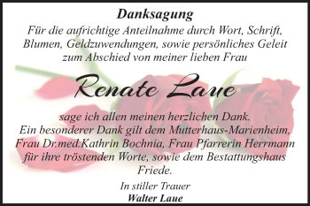 Traueranzeige von Renate Laue von Mitteldeutsche Zeitung Dessau-Roßlau