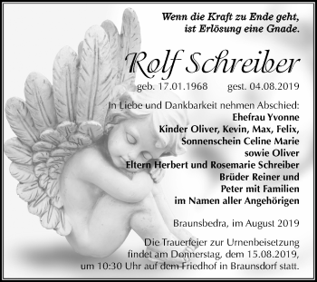 Traueranzeige von Rolf Schreiber von Mitteldeutsche Zeitung Merseburg/Querfurt