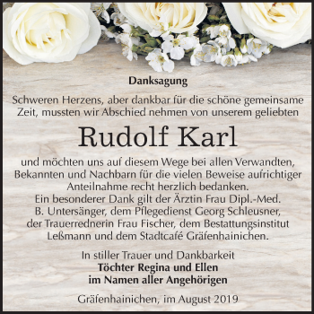 Traueranzeige von Rudolf Karl von Mitteldeutsche Zeitung Wittenberg