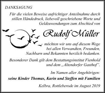 Traueranzeige von Rudolf Müller von Mitteldeutsche Zeitung Sangerhausen