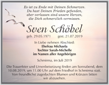 Traueranzeige von Sven Schöbel von Super Sonntag Merseburg/Querfurt
