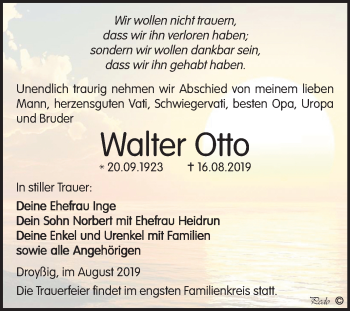 Traueranzeige von Walter Otto von Mitteldeutsche Zeitung Zeitz