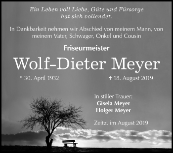 Traueranzeige von Wolf-Dieter Meyer von Mitteldeutsche Zeitung Zeitz