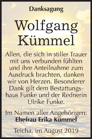 Traueranzeige von Wolfgang Kümmel von Mitteldeutsche Zeitung Halle/Saalkreis
