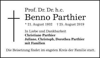 Traueranzeige von Benno Parthier von Mitteldeutsche Zeitung Halle/Saalkreis
