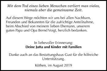 Traueranzeige von Bernd Voigt von Mitteldeutsche Zeitung Köthen
