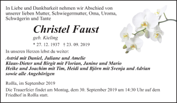 Traueranzeige von Christel Faust von Mitteldeutsche Zeitung Sangerhausen
