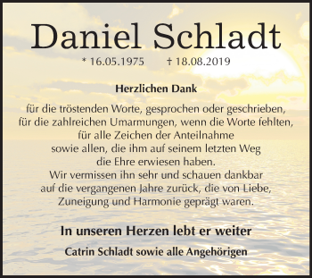 Traueranzeige von Daniel Schladt von Mitteldeutsche Zeitung Halle/Saalkreis