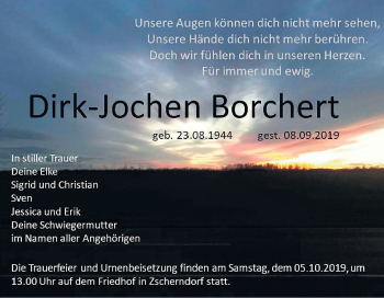Traueranzeige von Dirk-Jochen Borchert von Mitteldeutsche Zeitung Bitterfeld