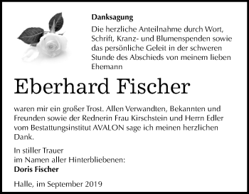 Traueranzeige von Eberhard Fischer von Mitteldeutsche Zeitung Halle/Saalkreis