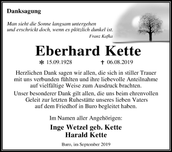 Traueranzeige von Eberhard Kette von Mitteldeutsche Zeitung Wittenberg