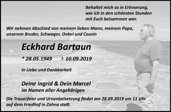 Traueranzeige von Eckhard Bartaun von Super Sonntag Wittenberg