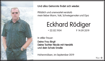 Traueranzeige von Eckhard Rödiger von Mitteldeutsche Zeitung Weißenfels