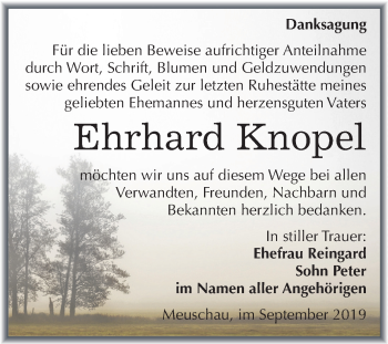 Traueranzeige von Ehrhard Knopel von Mitteldeutsche Zeitung Merseburg/Querfurt
