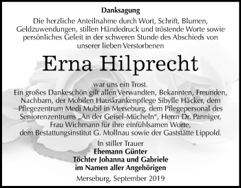 Traueranzeige von Erna Hilprecht von Super Sonntag Merseburg/Querfurt