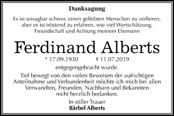 Traueranzeige von Ferdinand Alberts von Mitteldeutsche Zeitung Dessau-Roßlau