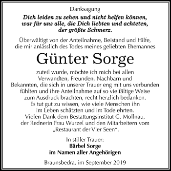 Traueranzeige von Günter Sorge von Mitteldeutsche Zeitung Merseburg/Querfurt
