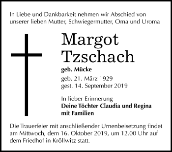 Traueranzeige von Halle Tzschach von Mitteldeutsche Zeitung Halle/Saalkreis