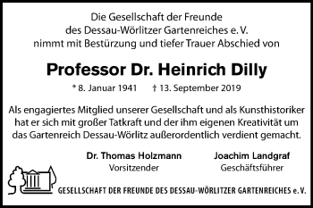Traueranzeige von Heinrich Dilly von Mitteldeutsche Zeitung Dessau-Roßlau / Halle/Saalkreis / Wittenberg