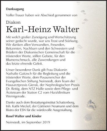 Traueranzeige von Karl-Heinz Walter von Mitteldeutsche Zeitung Quedlinburg