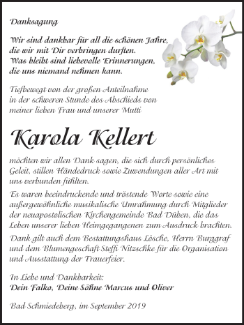 Traueranzeige von Karola Kellert von Mitteldeutsche Zeitung Wittenberg