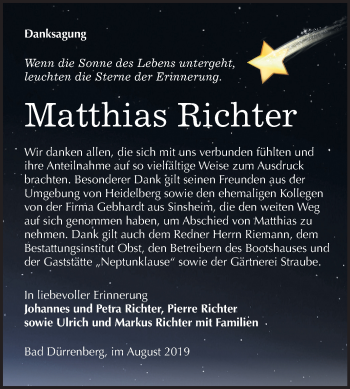 Traueranzeige von Matthias Richter von Mitteldeutsche Zeitung Merseburg/Querfurt
