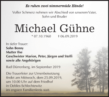 Traueranzeige von Michael Gühne von Mitteldeutsche Zeitung Merseburg/Querfurt